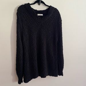 Black oversized popcorn sweater tunic